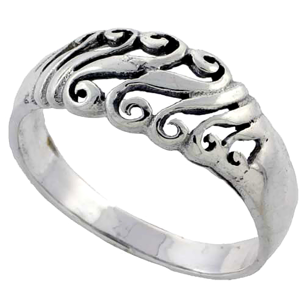 Sterling Silver Swirl Ring 5/16 inch wide, sizes 6 - 10