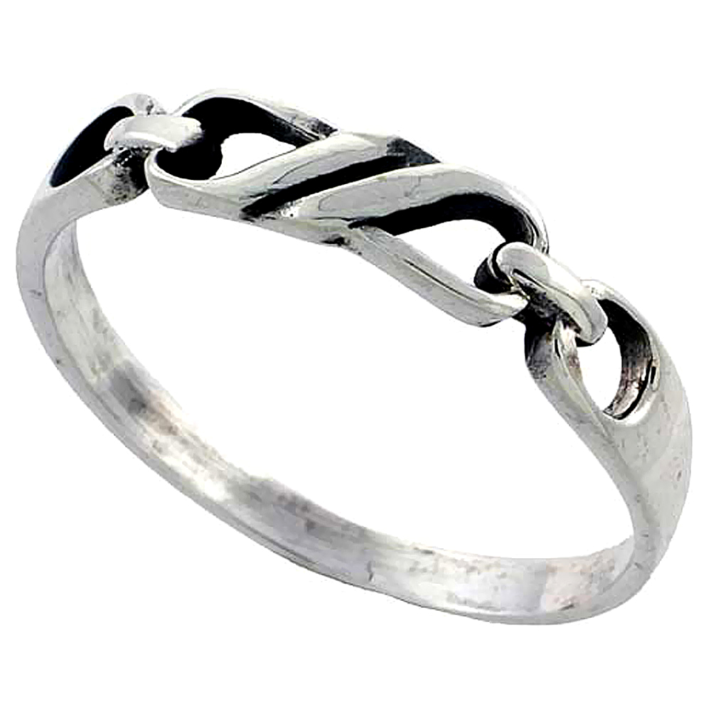 Sterling Silver Fancy Ring 3/16 inch, sizes 6 - 10