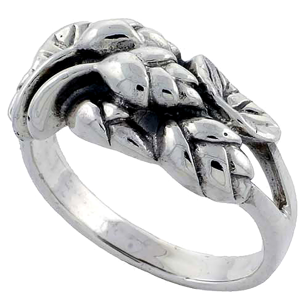 Sterling Silver Hawwaiian Flower Ring 3/8 inch wide, sizes 6 - 10