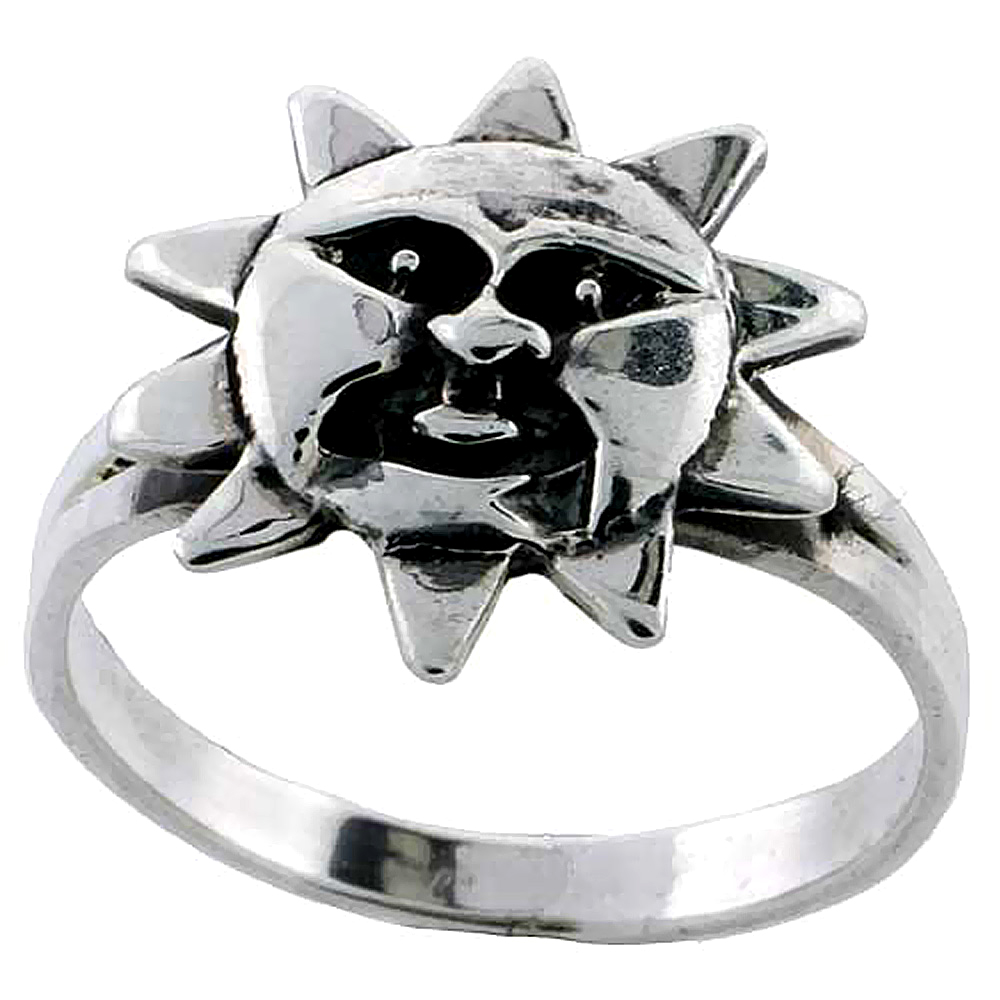 Sterling Silver Sun Ring 7/16 inch wide, sizes 6 - 10