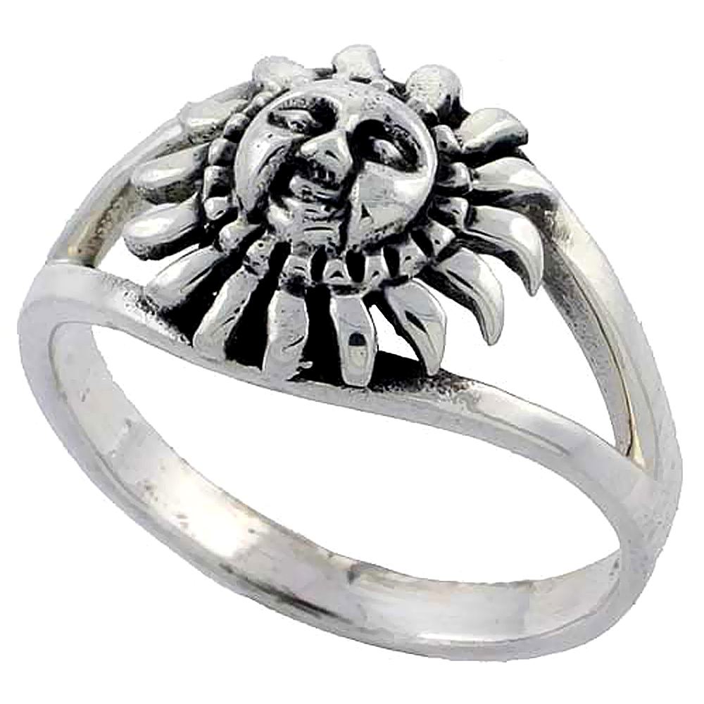 Sterling Silver Sun Ring 3/8 inch wide, sizes 6 - 10