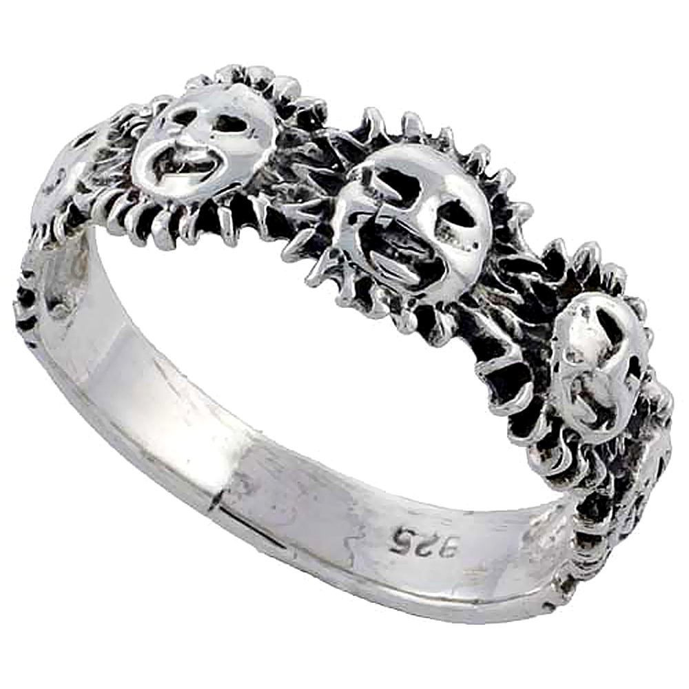Sterling Silver Sun Ring 1/4 inch, sizes 6 - 10