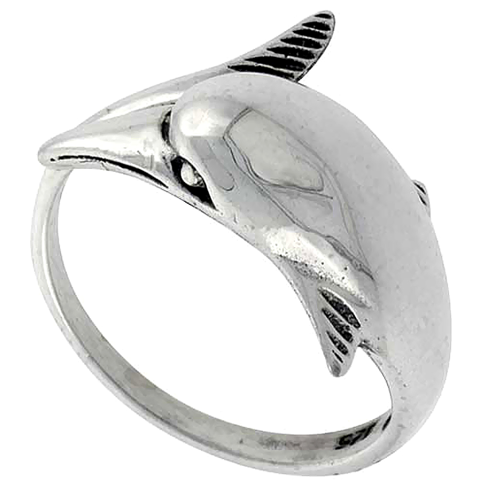 Sterling Silver Dolphin Ring 5/8 inch wide, sizes 6 - 10