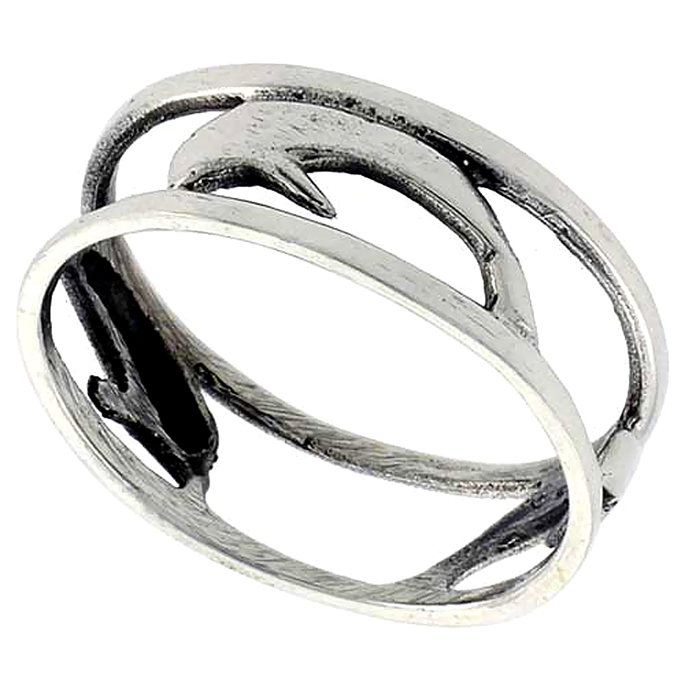 Sterling Silver Dolphin Ring 1/4 inch, sizes 6 - 10