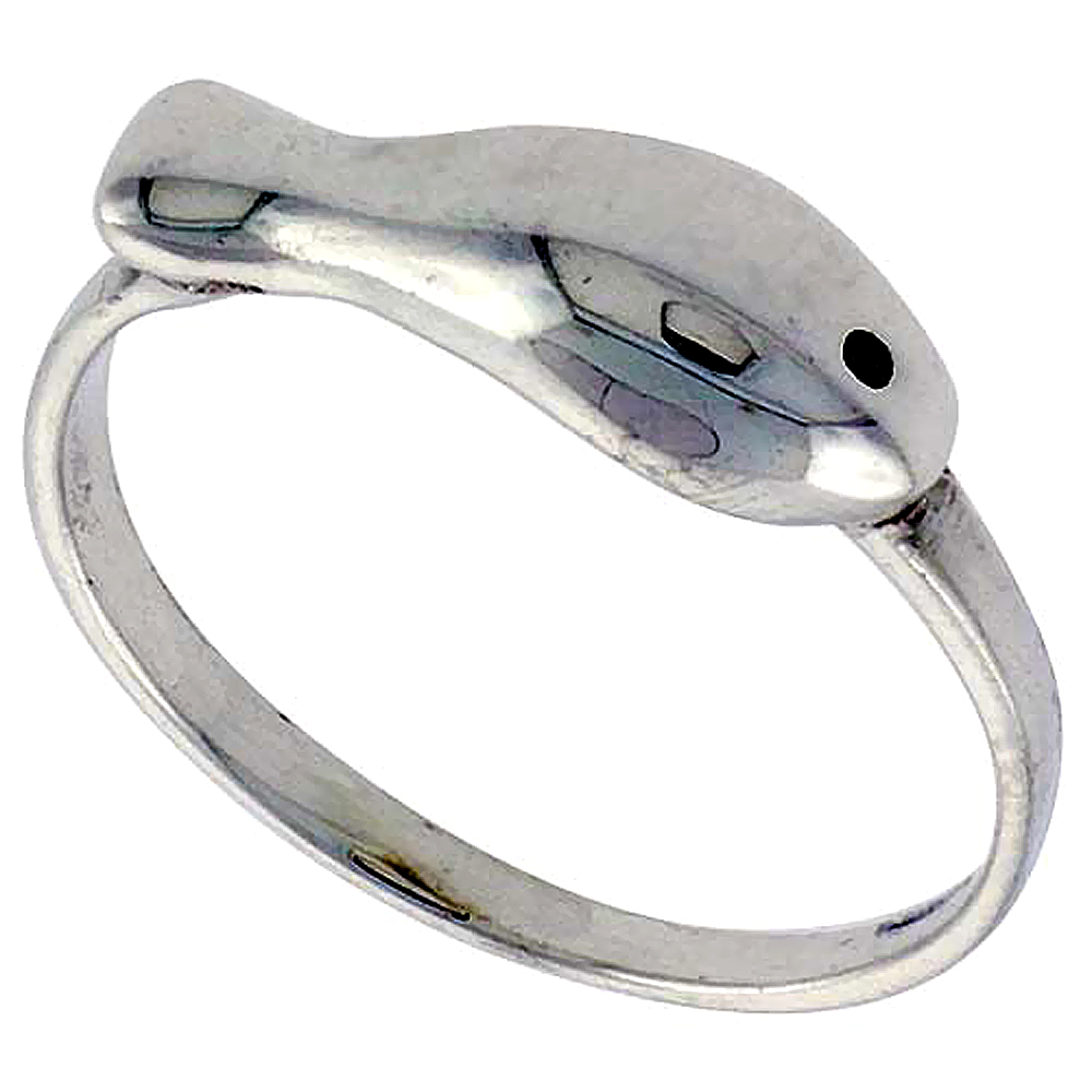 Sterling Silver Fish Ring 1/4 inch wide, sizes 6 - 10