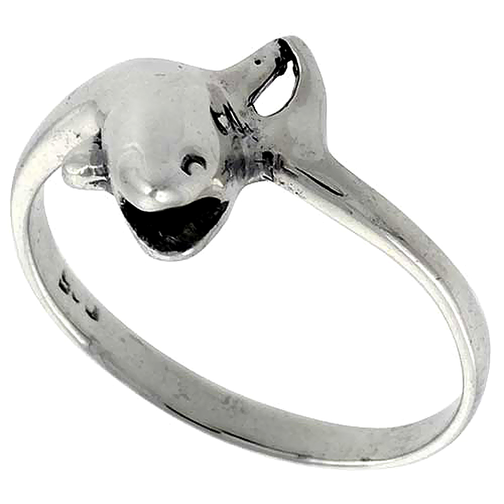 Sterling Silver Dolphin Ring 1/2 inch wide, sizes 6 - 10