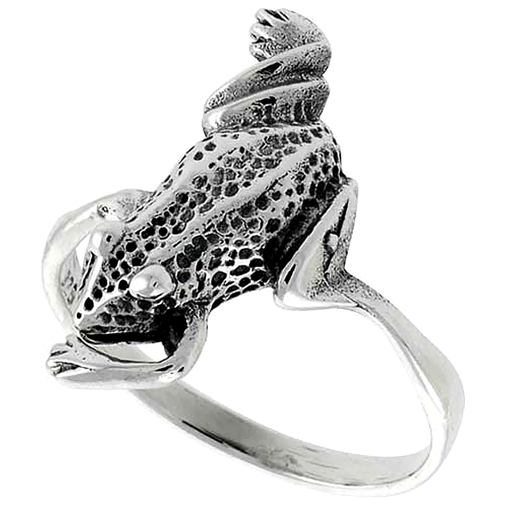 Sterling Silver Frog Ring 7/8 inch, sizes 6 - 10