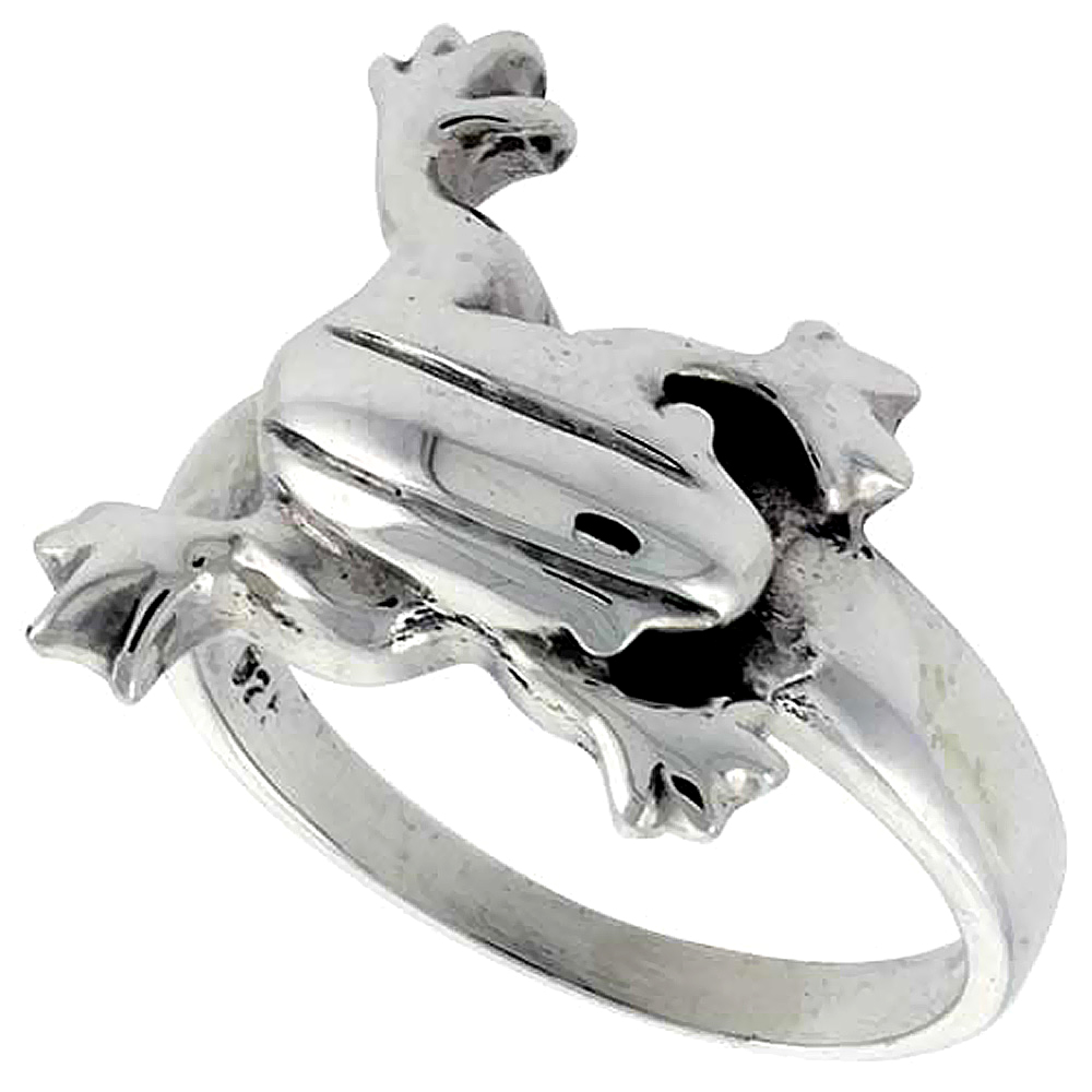 Sterling Silver Frog Ring 3/4 inch wide , sizes 6 - 10