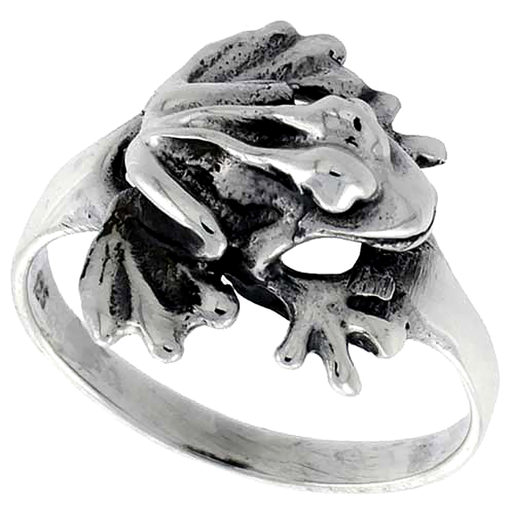 Sterling Silver Frog Ring 1/2 inch wide, sizes 6 - 10