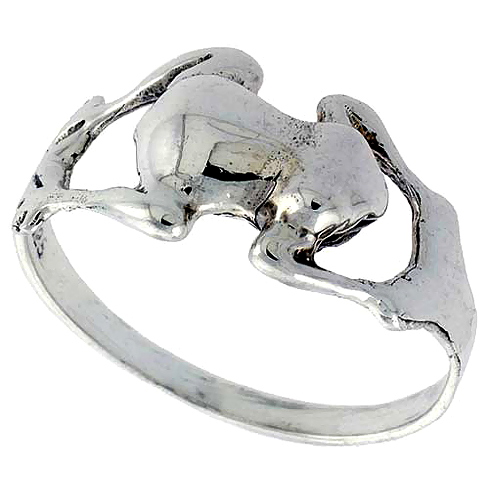 Sterling Silver Frog Ring 3/8 inch wide, sizes 6 - 10