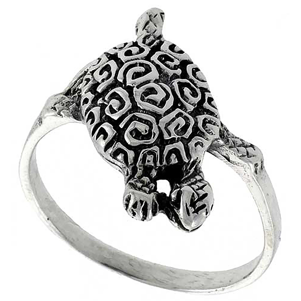 Sterling Silver Turtle Ring 3/4 inch, sizes 6 - 10