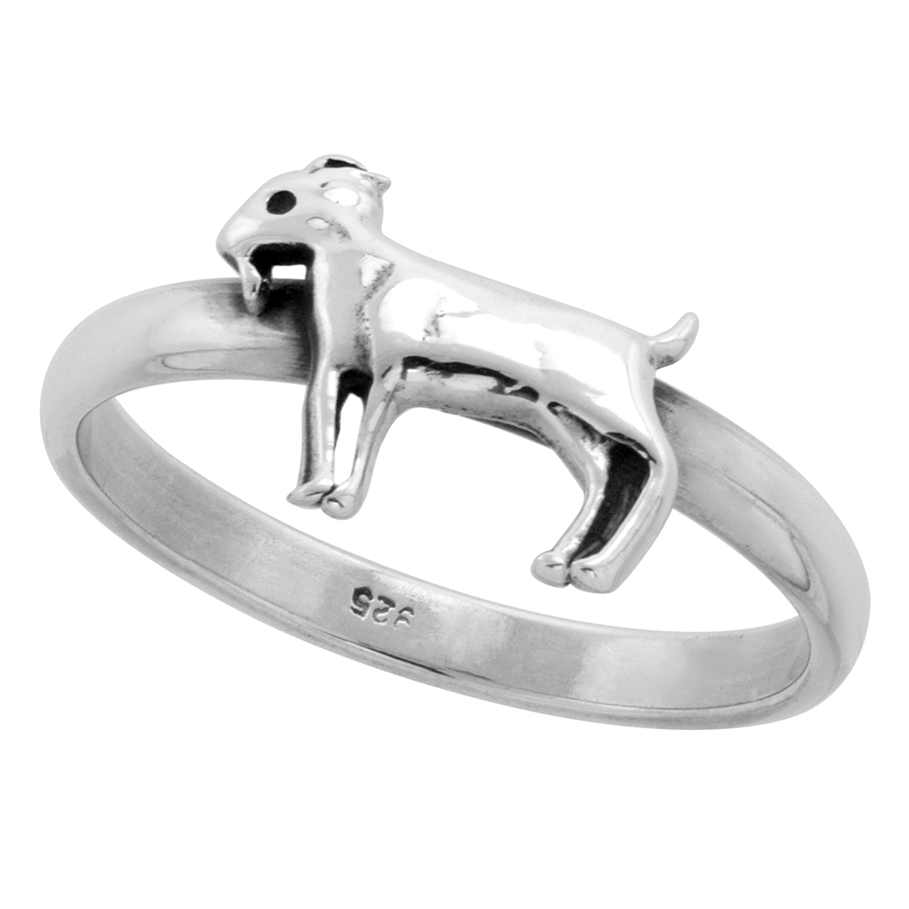 Sterling Silver Stackable Goat Ring 3/8 inch wide, sizes 6 - 10