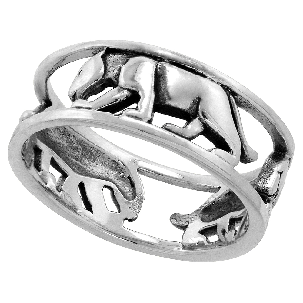 Sterling Silver Panther Ring 1/4 inch wide, sizes 6 - 10