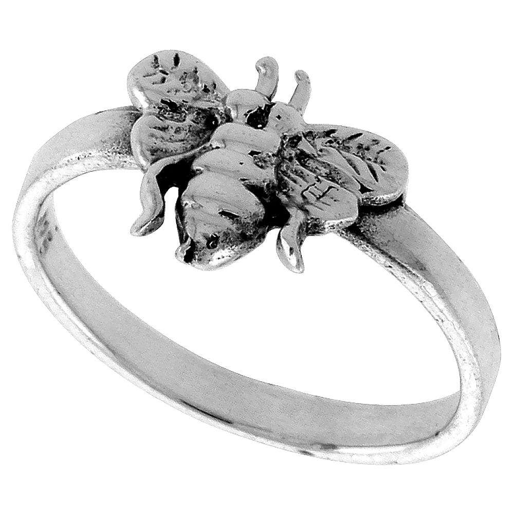 Sterling Silver Bee Ring 3/8 inch wide, sizes 6 - 10