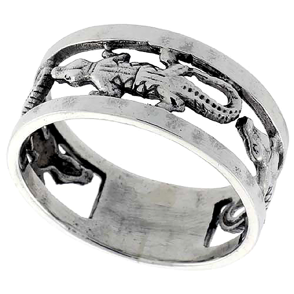 Sterling Silver Alligator Ring 3/8 inch wide, sizes 6 - 10