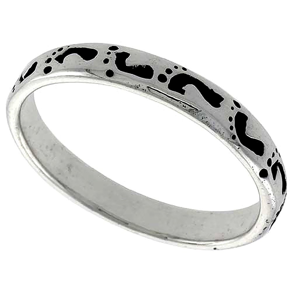 Sterling Silver Footprints In The Sand Stackable Ring 1/8 inch, sizes 6 - 10