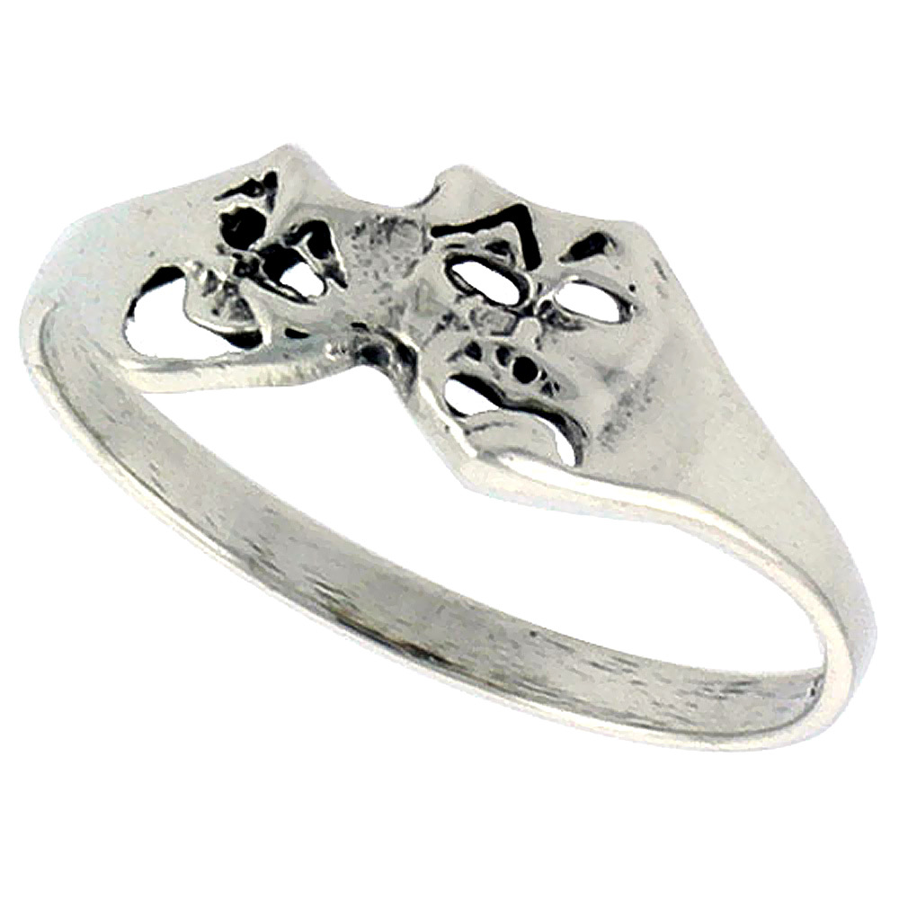 Sterling Silver Drama Masks Ring Dainty 1/4 inch, sizes 6 - 10