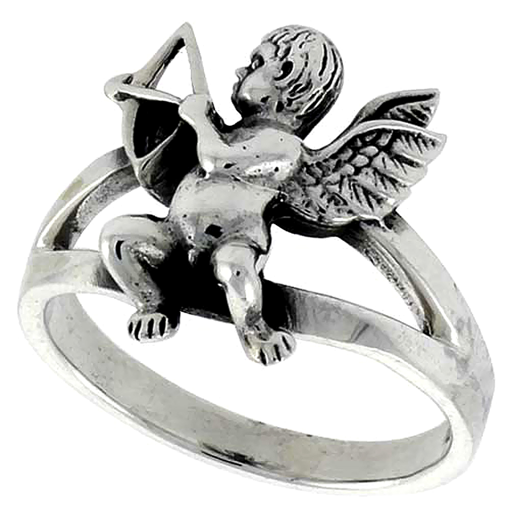 Sterling Silver Cupid Ring 5/8 inch wide, sizes 6 - 10