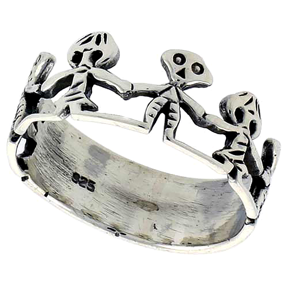 Sterling Silver Halloween Ring 3/8 inch wide, sizes 6 - 10