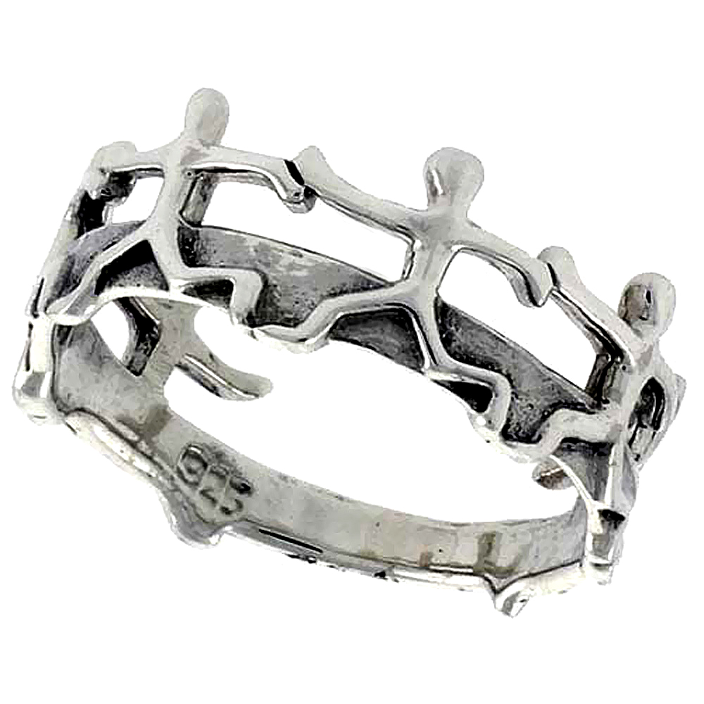 Sterling Silver People Holding Hands Ring 3/8 inch wide, sizes 6 - 10