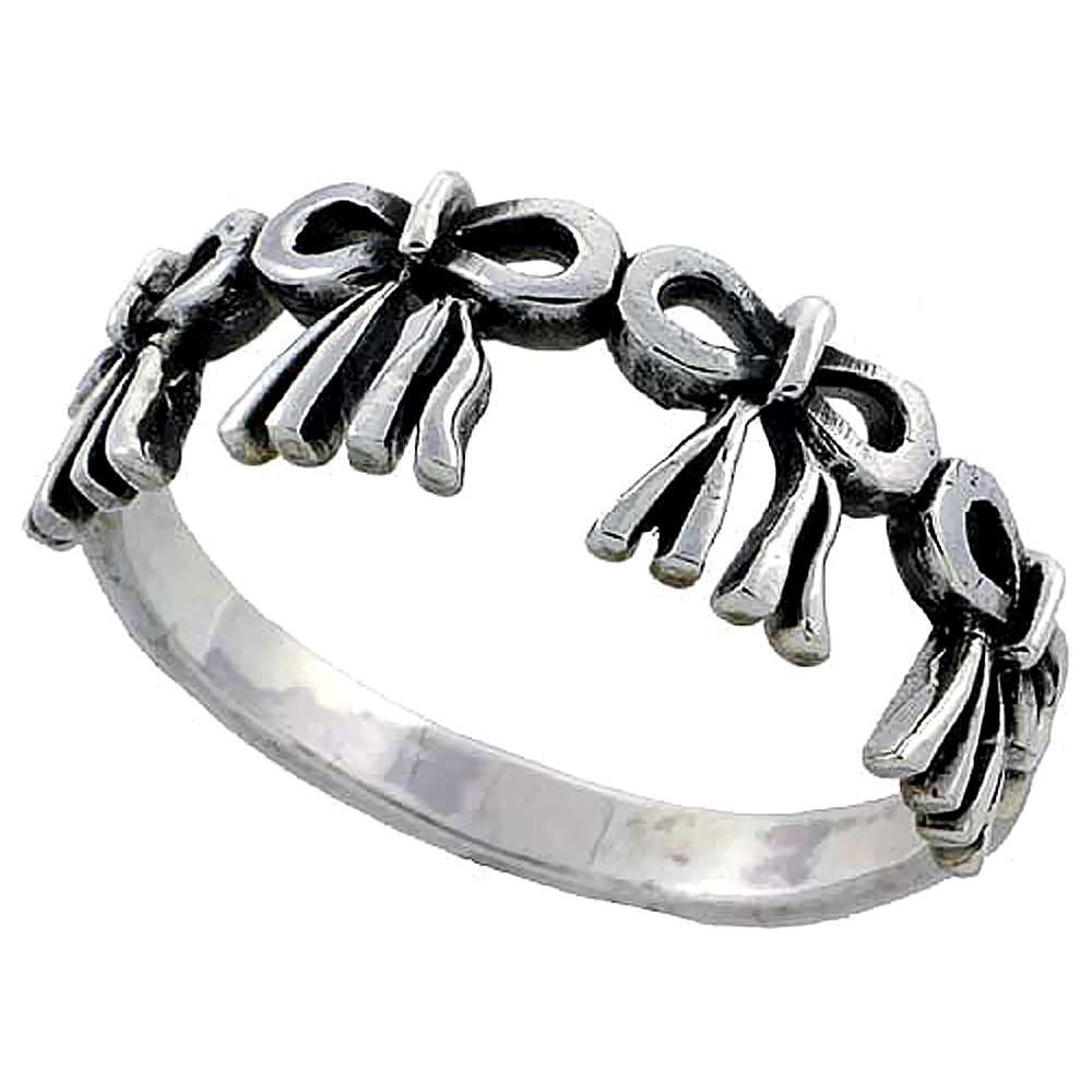 Sterling Silver Ribbons Ring 5/16 inch wide, sizes 6 - 10