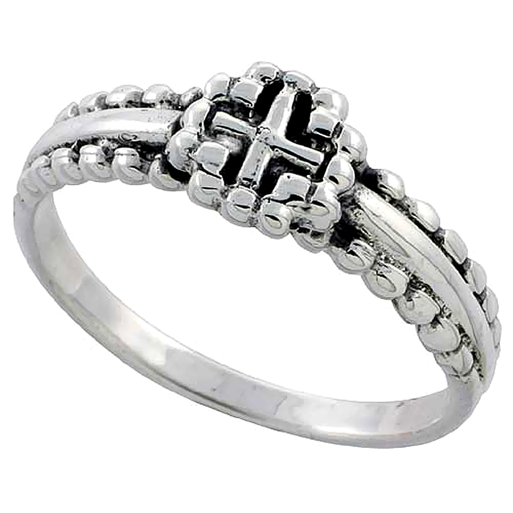 Sterling Silver Cross Ring 5/16 inch wide, sizes 6 - 10