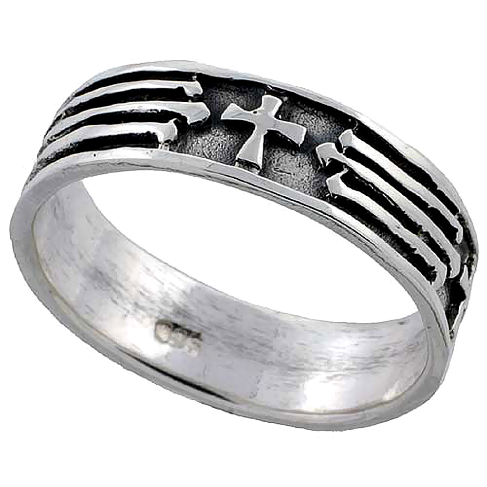 Sterling Silver Cross Ring 1/4 inch, sizes 6 - 10