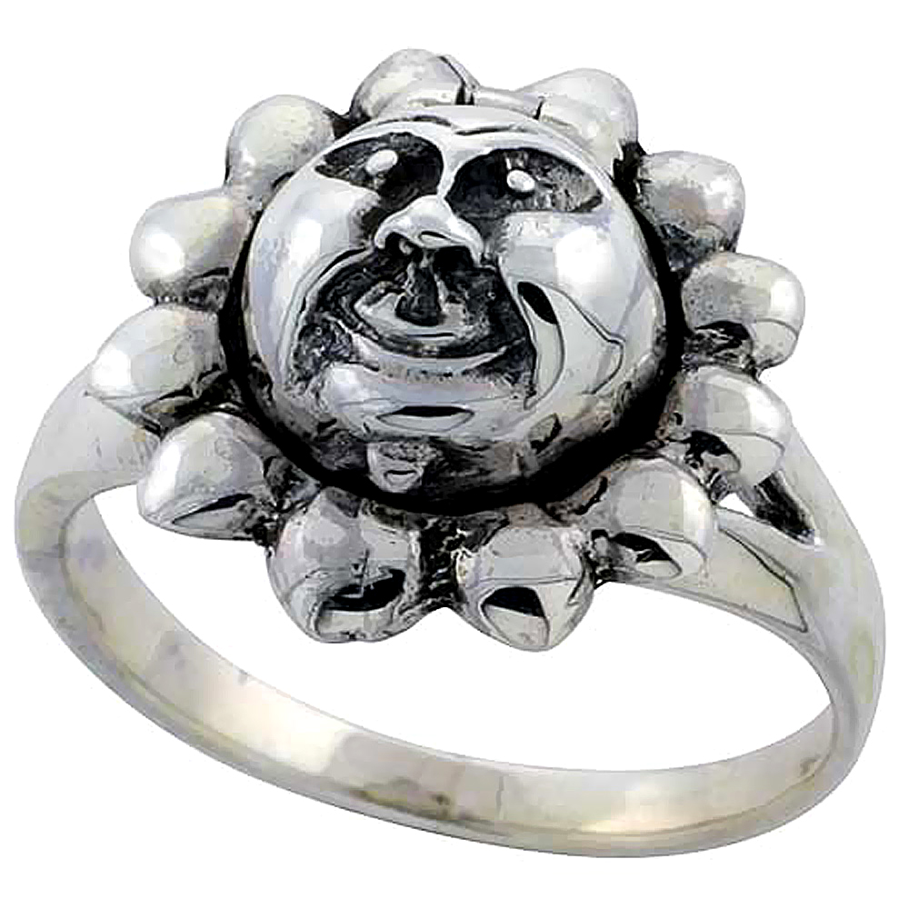Sterling Silver Sun Poison Ring 3/4 inch, sizes 6 - 10