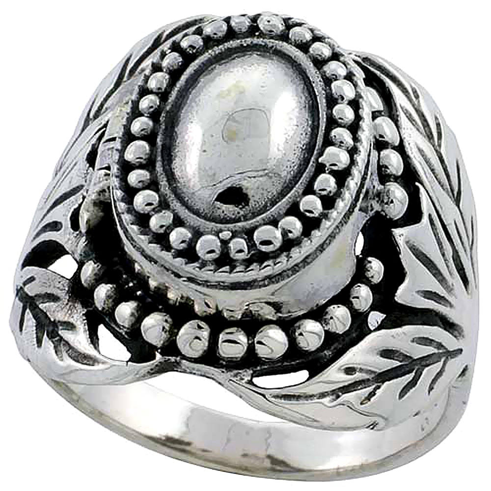 Sterling Silver Floral Vine Poison Ring 7/8 inch, sizes 6 - 10