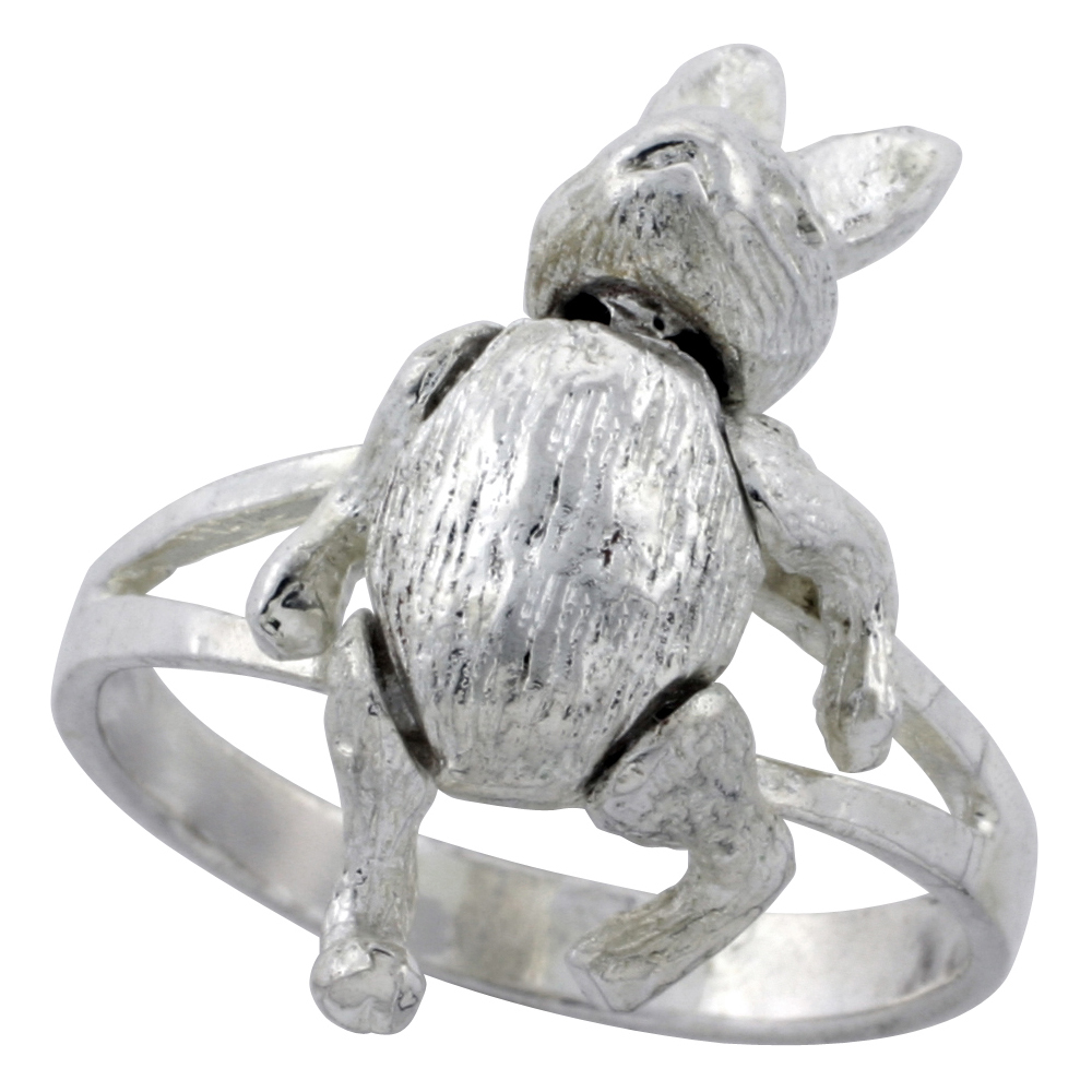 Sterling Silver Movable Rabbit Ring 1 inch, sizes 5 - 10