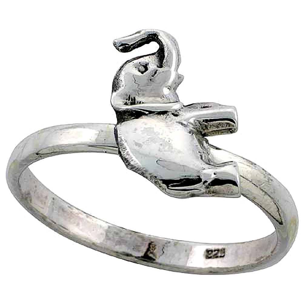 Sterling Silver Movable Elephant Ring 3/4 inch, sizes 6 - 10