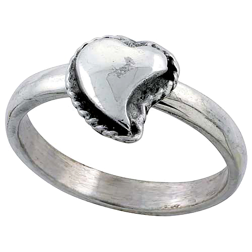 Sterling Silver Movable Heart Ring 1/2 inch wide, sizes 6 - 10