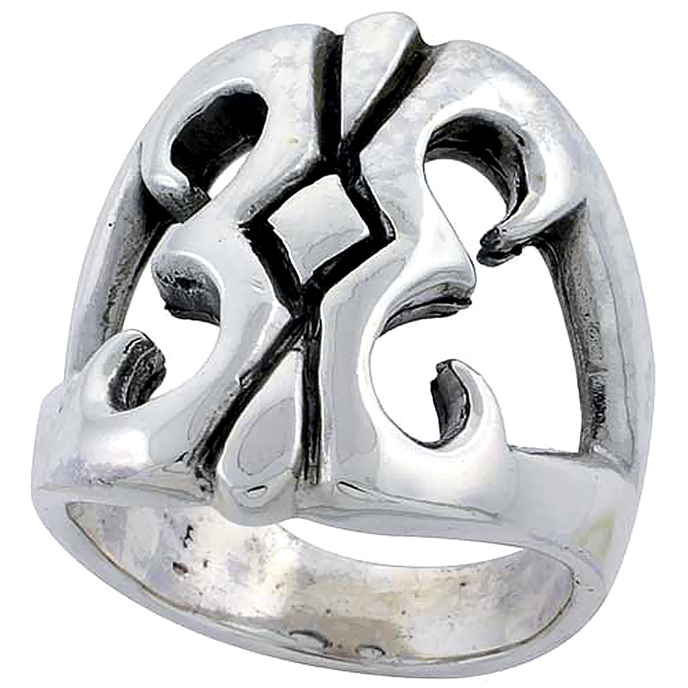 Sterling Silver Vajra Ring 1 inch wide