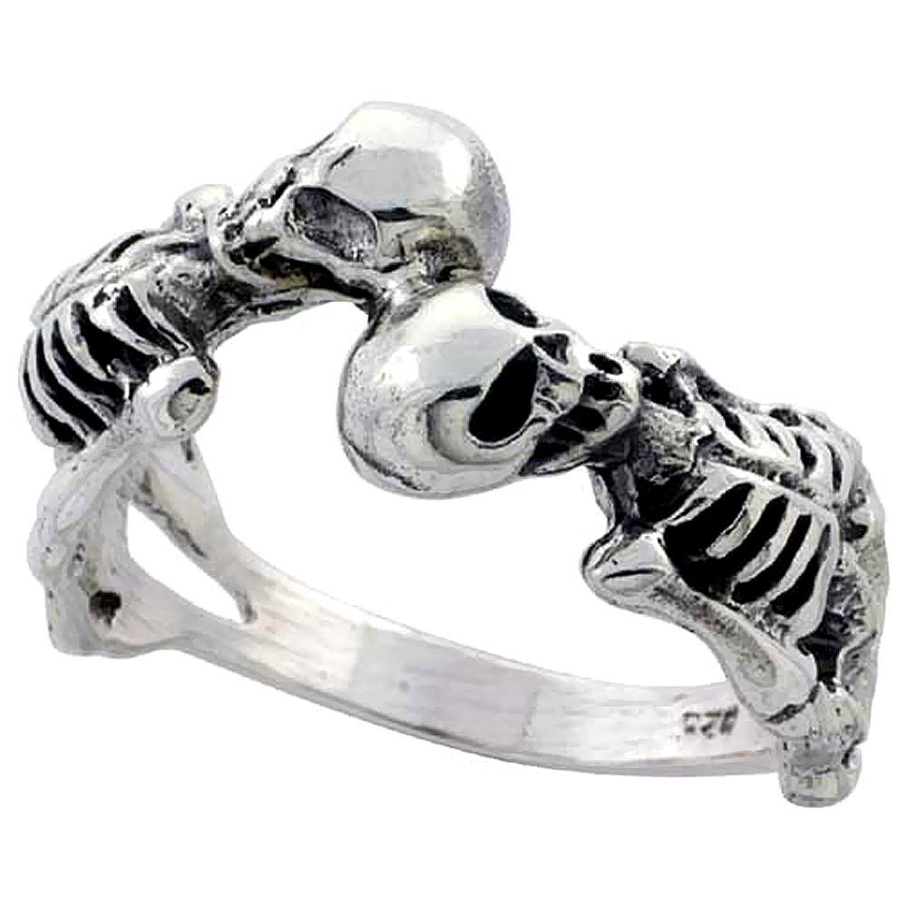 Sterling Silver 2 Skeleton Ring 1/2 inch wide, sizes 6 to 15