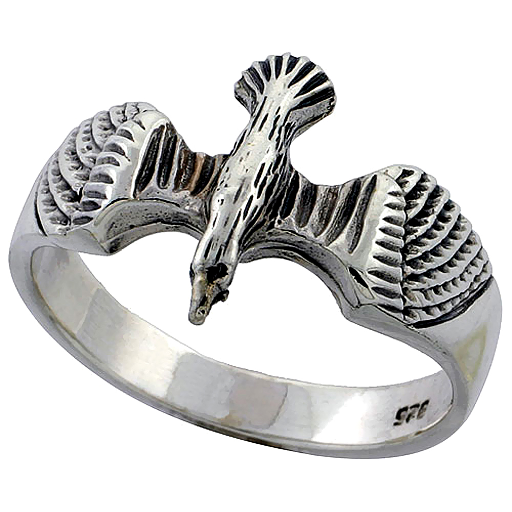 Sterling Silver Eagle Ring 5/8 inch wide, sizes 6 to 15