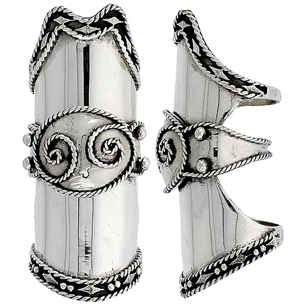 Sterling Silver Finger Armor Ring , 2 3/8 inch wide