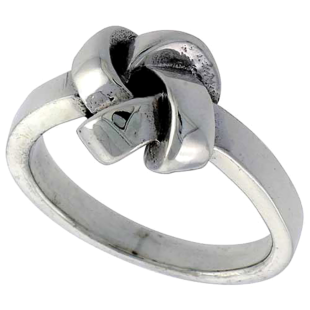 Sterling Silver Love Knot Ring 3/8 inch wide, sizes 5 to 12