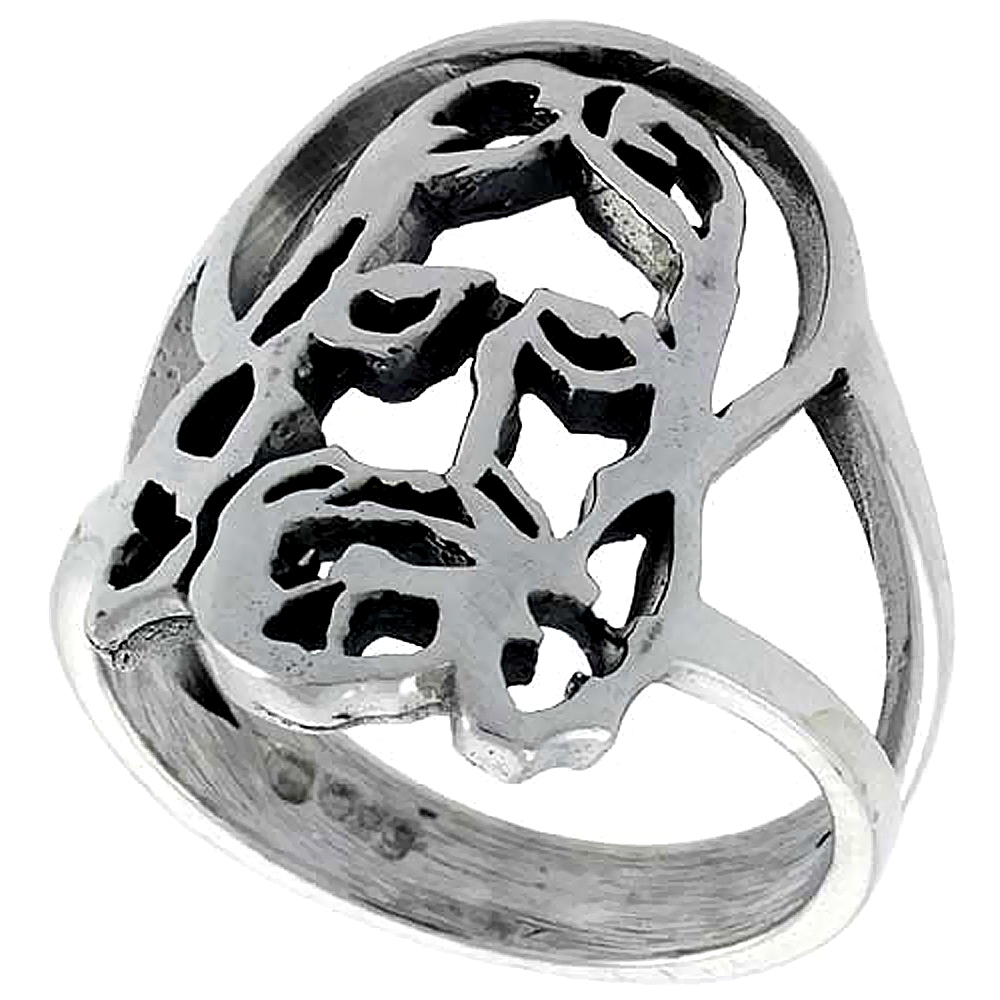 Sterling Silver Jesus christ Ring 7/8 inch wide, sizes 5 to 12
