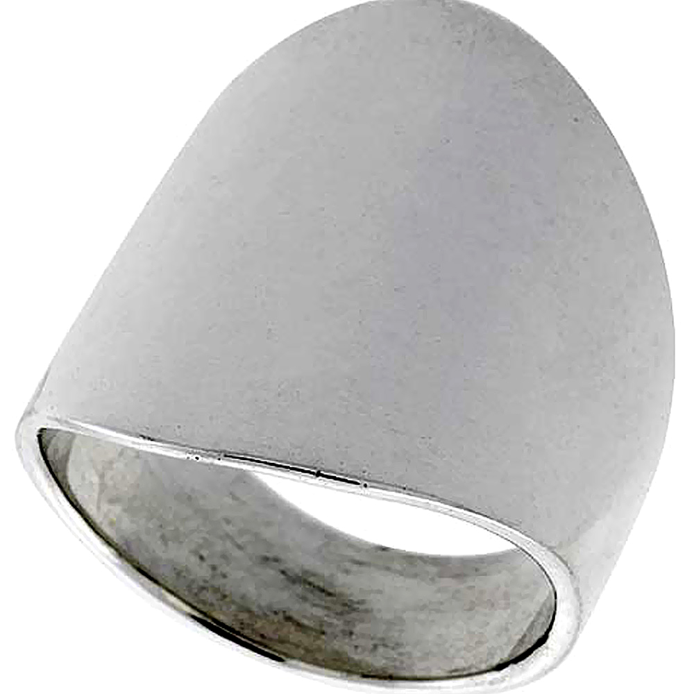 Sterling Silver Classic Cigar Band Ring 1 inch long, sizes 5 to 12