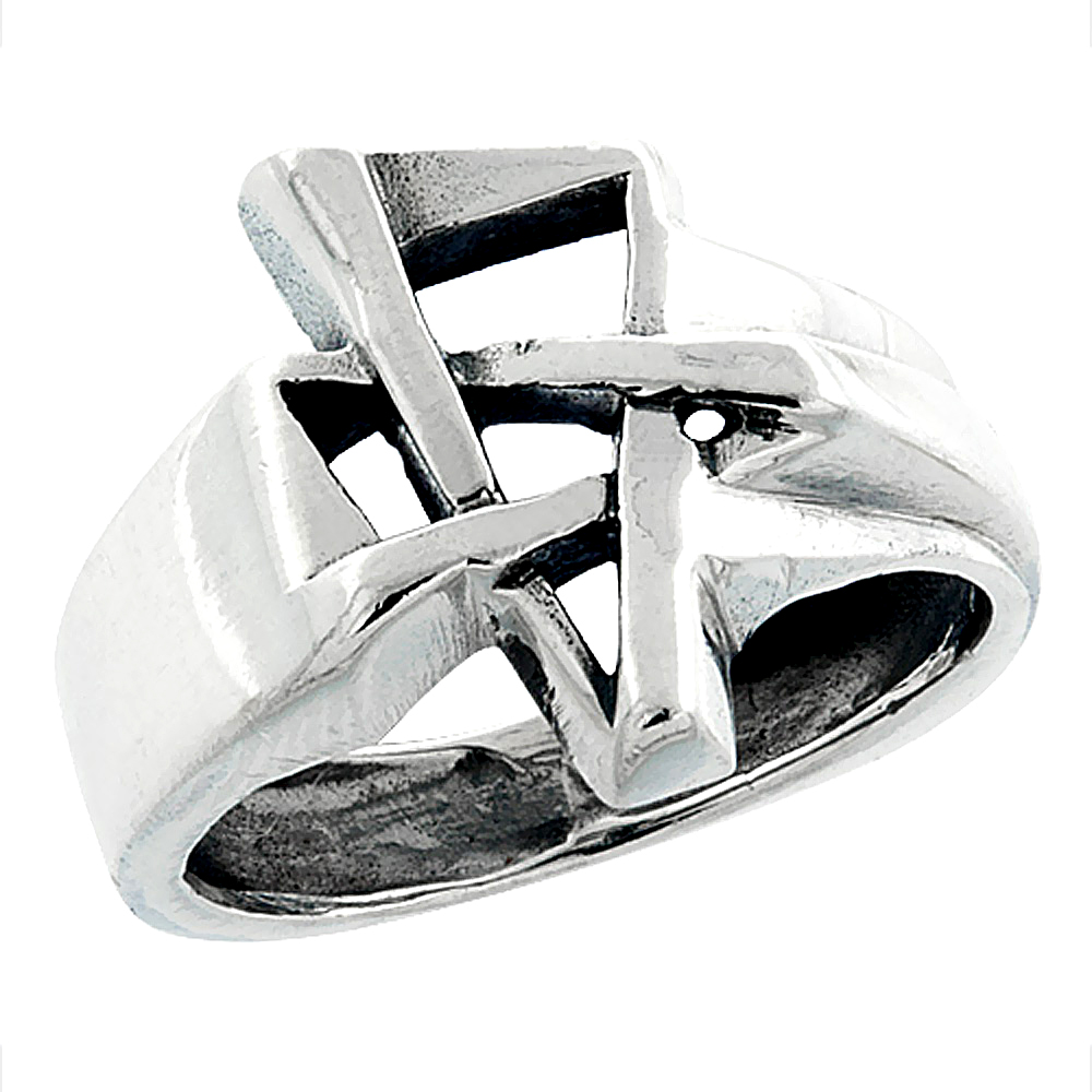 Sterling Silver Star Ring 5/8 inch wide, sizes 5 to 12