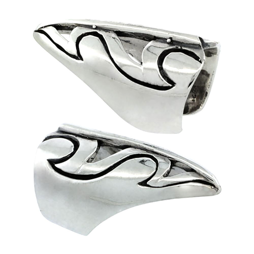 Sterling Silver Fingertip Ring for Women Tribal design 1 1/4 inch (32mm) long