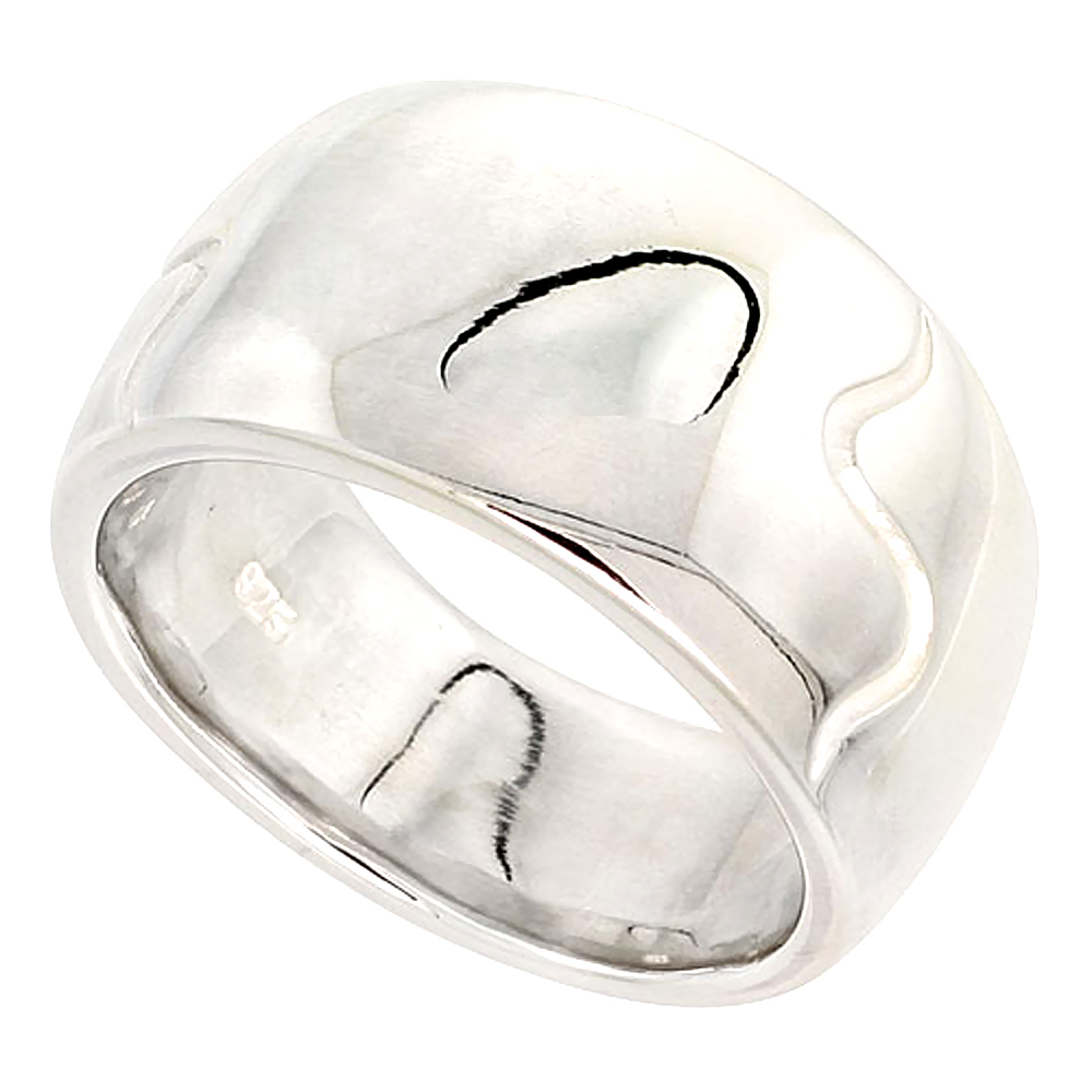 Sterling Silver Low Dome Cigar Band Ring Flawless finish 1/2 inch wide, sizes 6 - 10