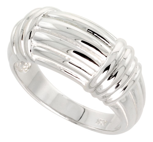 Sterling Silver Ridged Dome Ring Flawless finish 1/2 inch wide, sizes 6 - 10
