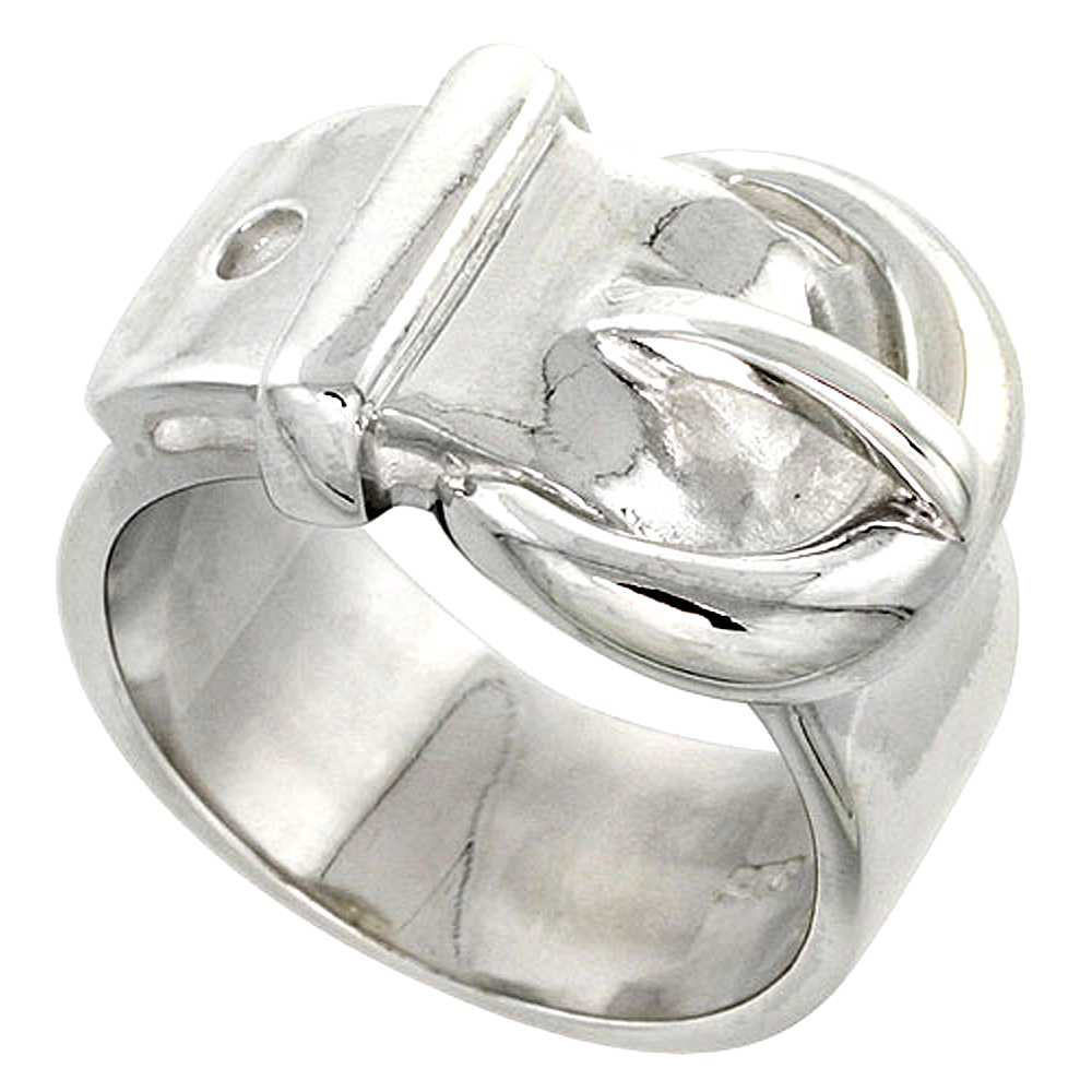 Sterling Silver Belt Buckle Ring Flawless finish 1/2 inch wide, sizes 6 to 10