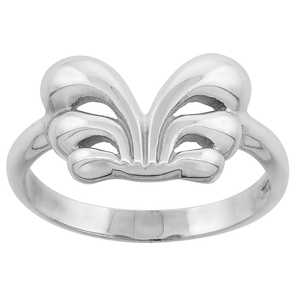 Sterling Silver Fountain Ring Flawless finish 3/8 inch wide, sizes 6 to 10