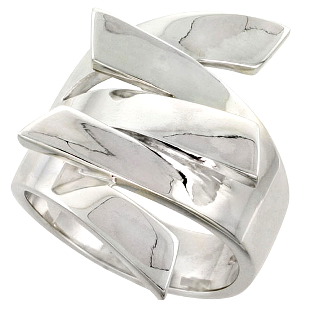 Sterling Silver Interlocking Fingers Ring Flawless finish 1 inch wide, sizes 6 to 10