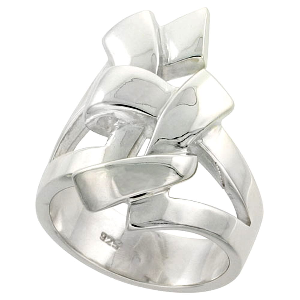 Sterling Silver Knot Ring Flawless finish 1 1/16 inch wide, sizes 6 to 10