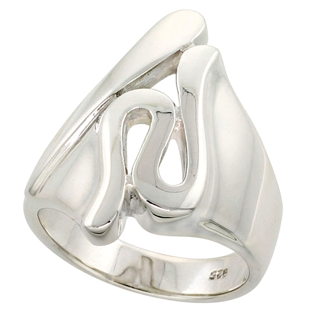 Sterling Silver Swirl Ring Flawless finish 1 inch wide, sizes 6 to 10