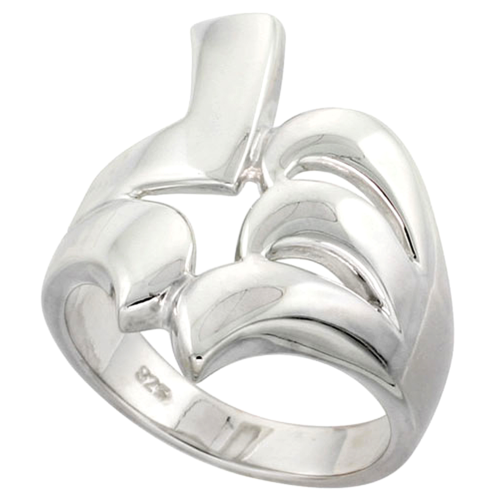 Sterling Silver Fork Ring Flawless finish 1 inch wide, sizes 6 to 10