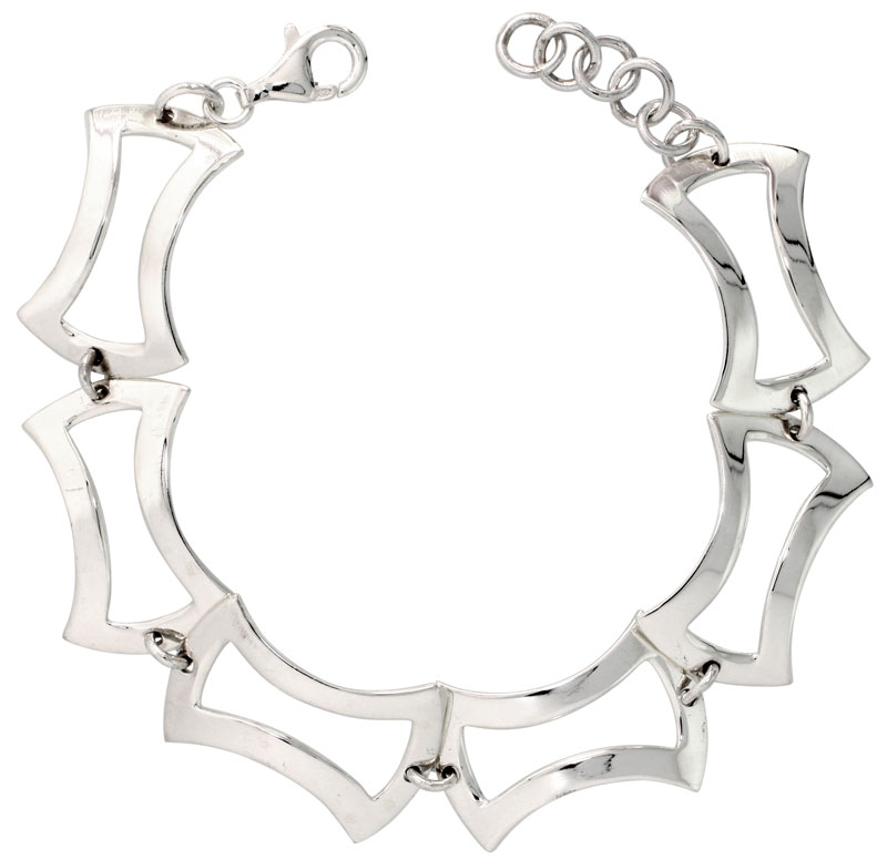 Sterling Silver Stampato Square Link Bracelet, 5/8&quot; (16 mm) wide